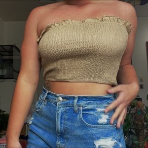 Fab’rik tan ruffled tube top